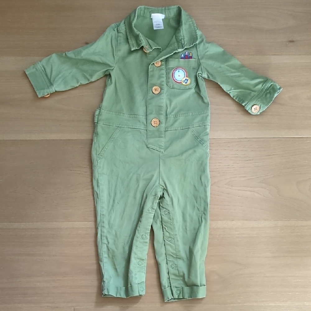 Indigo Baby Olive Green One Piece Jumpsuit Boiler Suit Size 6-12 Months